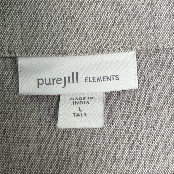 J. Jill | PureJill | Cotton Linen Gray Blouse Embroidered Sleeves - Picture 3 of 6